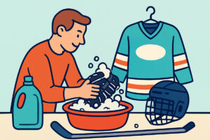 Jääkiekkovarusteiden pesu kotona – tekstiili ja vaahtomuovi